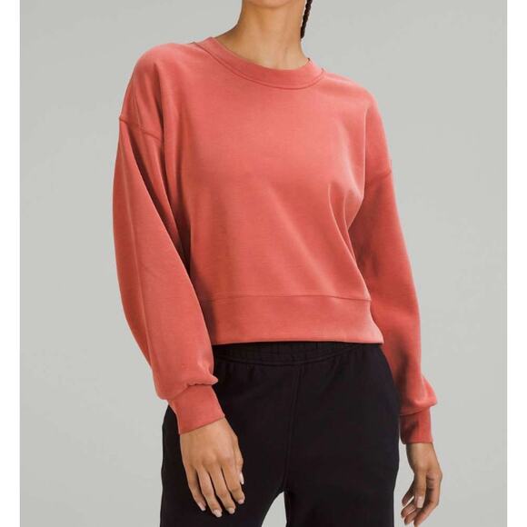 Lululemon Women's Softstreme Perfectly Oversized Cropped Crew Sweatshirt Red - Picture 1 of 7